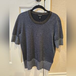 NWT $875 Escada Shiny Silver Top Size M